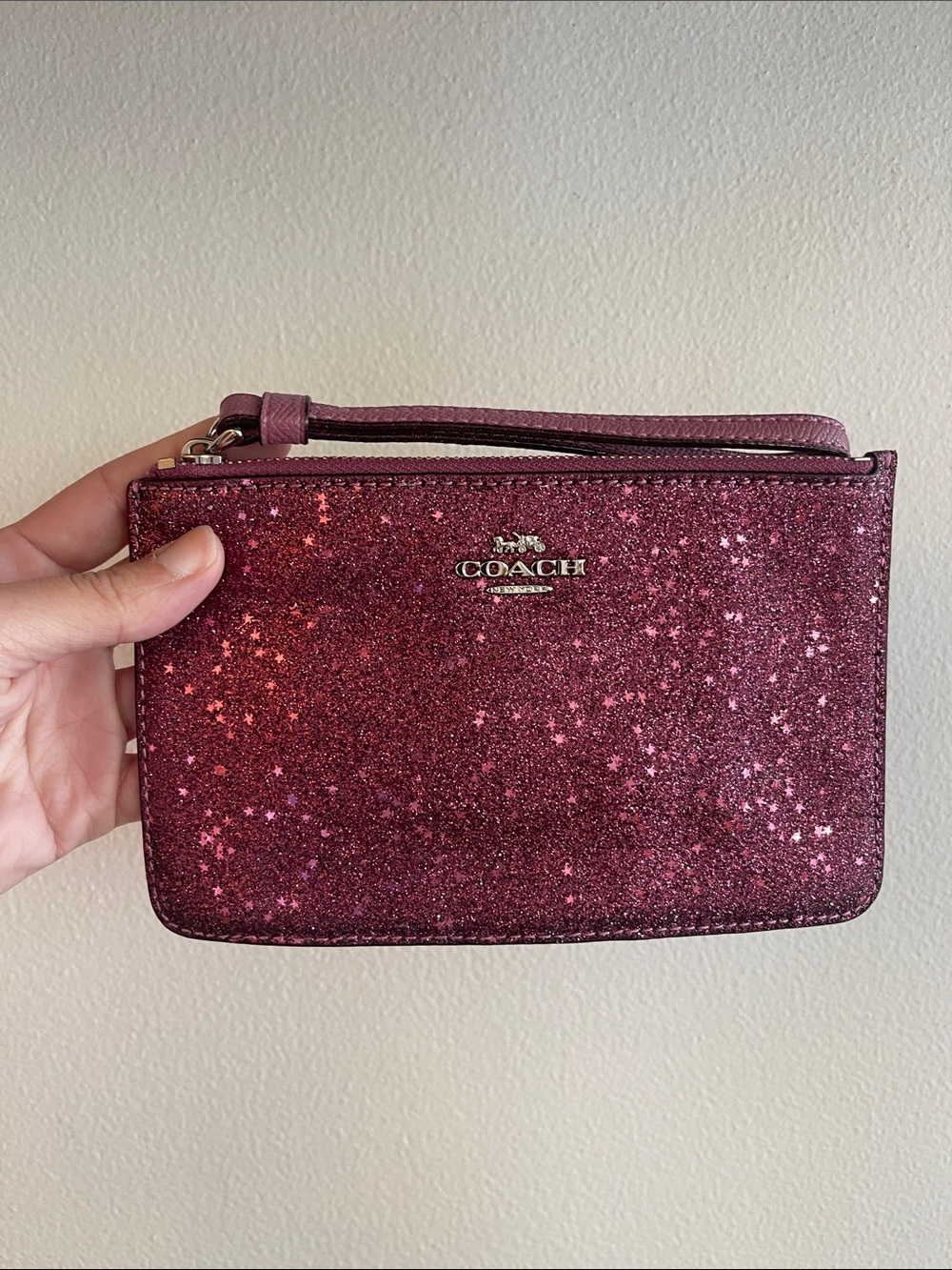 Coach Glitter Star Wristlet in Berry